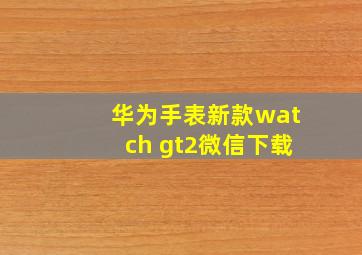 华为手表新款watch gt2微信下载